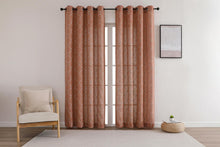 Kate Aurora 1 Piece Vienna Lux Embroidered Linen Blend Semi Sheer Grommet Window Curtain Panel - 84 in. Long - Coral
