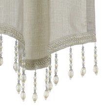 Kate Aurora 1 Piece Moroccan Sparkle Rod Pocket Semi Sheer Voile Beaded Trim Window Valance - Tan