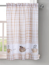 GoodGram Plaid Coffee Time 3 Pc Cafe Kitchen Curtain Tier & Valance Set - 56 in. W x 36 in. L, Beige