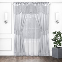 Kate Aurora Satin Chic Complete Attached Window Curtain, Tiebacks & Valance Set