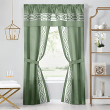 Kate Aurora Pacifico 5 Piece Rod Pocket All In One Attached Semi Sheer Window Curtain Panels & Valance Set - 84 in. Long - Sa