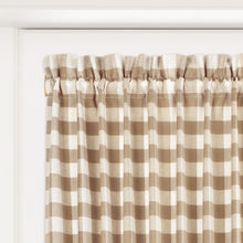 GoodGram Buffalo Check Gingham Custom Window Curtain Treatments - Single Curtain Panel 42 in. W x 63 in. L, Taupe