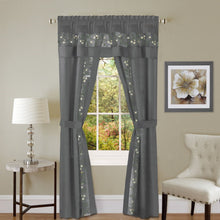 Kate Aurora Complete 5 Pc Window in a Bag Embroidered Floral Country Flax Sheer Curtain & Valance Set