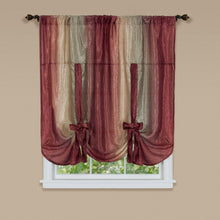 GoodGram Ombre Crushed Satin Sheer Single Window Curtains & Valances - 50 in. W x 63 in. L Single Tie Up Shade, Burgundy