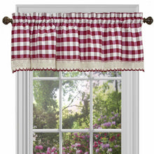 GoodGram Country Plaid Window Valance Treatment - 58 in. W x 14 in. L, Burgundy