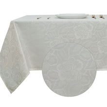 Kate Aurora Shabby Chic Floral Fabric Tablecloth - 56 in. W x 84 in. L, Ivory