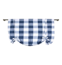 Kate Aurora Country Farmhouse Large Buffalo Plaid Tie Up Window Curtain With Ties - Navy