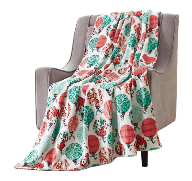 Kate Aurora Christmas Ornament Holiday Festivities Accent Throw Blanket - 50 in. W x 60 in. L