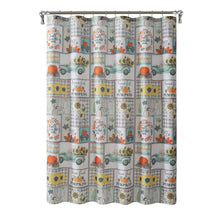 Kate Aurora Autumn Accents Plaid Patchwork Fall Pick Up Trucks & Pumpkin Patch Fabric Shower Curtain - Standard Size