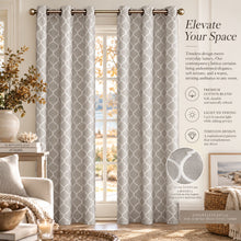 Kate Aurora Gray & White Lattice Clover Ultra Luxurious Window Curtains - 38 in. W x 84 in. L, Gray & White