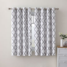 Kate Aurora 2 Piece 100% Full Blackout Trellis Grommet Top Window Curtain Panels - 52 in. W x 63 in. L, White
