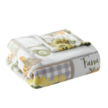 Kate Aurora Autumn Thanksgiving Patchwork Trucks & Pumpkin Patch Accent Plush Throw Blanket - 50 In. X 70 In.