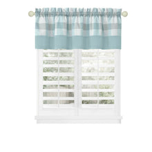 Kate Aurora Modern Country Farmhouse 3 Piece Buffalo Check Plaid Window Curtains & Valance Set - 63 in - Baby Blue