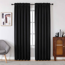 Kate Aurora Basic Drape Light Filtering Woven Jacquard Thermal Single Rod Pocket Window Curtain Panel - Black