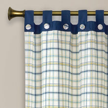 Kate Aurora 2 Pack: Shabby Farmhouse Plaid Tab Top Tattersall Window Curtains - 52 in. W x 63 in. L, Navy