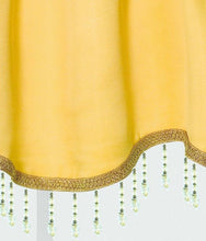 Kate Aurora Luxurious Solid Colored Scalloped Rod Pocket Window Valance With Crystal Beaded Trim - Yellow