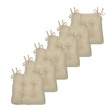Kate Aurora Country Living Plush Solid Colored Country Farmhouse Reversible Chair Cushions/Pads With Tear Proof Ties - Linen 
