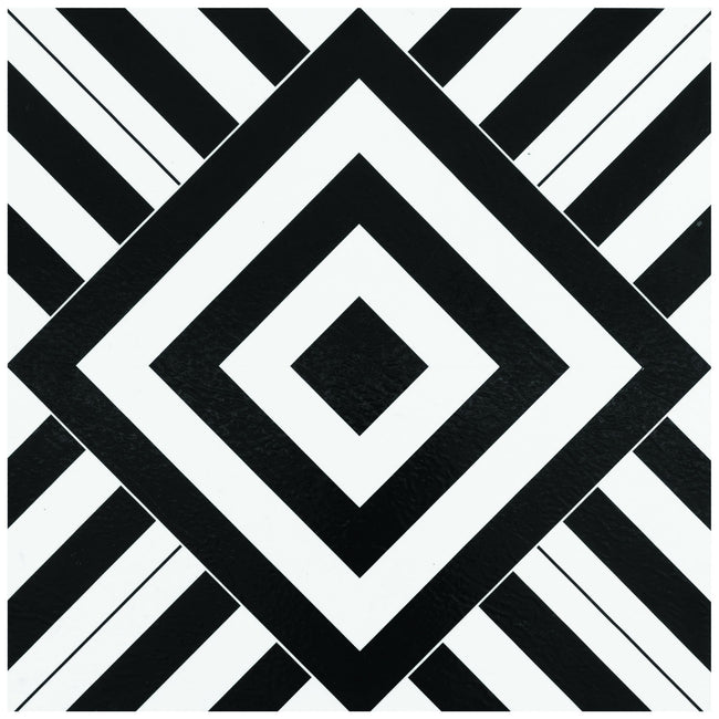 GoodGram Peel N' Stick DIY Retro 12x12 Self Adhesive Vinyl Floor Tile - 20 Tiles (20 Total SF in a Box) - Geometric - 20 Tile