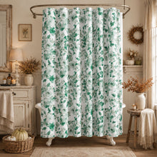 Kate Aurora Shabby Chic Watercolor Floral Garden Fabric Shower Curtain - Green