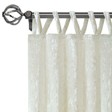 Kate Aurora Park Avenue 2 Piece Criss-Cross Tab Top Velvet Window Curtain Panels - 84 in. Long - Creamy White