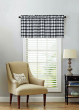 Kate Aurora Living Country Farmhouse Plaid Gingham Checkered Window Valance - 58 in. W x 14 in. L, Black