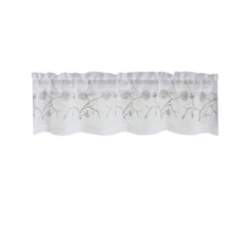 Kate Aurora Complete 3 Piece Embroidered Shabby Floral Roses Sheer Cafe Kitchen Curtain Tier & Valance Set - Aqua/Blue