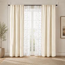 Kate Aurora Jasmine Embroidered 6 Piece Rod Pocket Coordinating Sheer Window Curtain Panels - Champagne