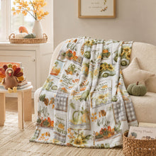 Kate Aurora Autumn Thanksgiving Patchwork Trucks & Pumpkin Patch Accent Plush Throw Blanket - 50 In. X 70 In.