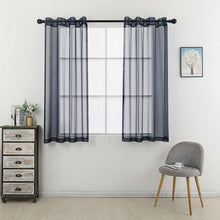 Kate Aurora Living 2 Piece Designer Sheer Voile Grommet Top Window Curtains - 20 in. W x 45 in. L, Navy Blue