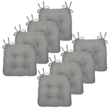 Kate Aurora Country Living Plush Solid Colored Country Farmhouse Reversible Chair Cushions/Pads With Tear Proof Ties - Gray -