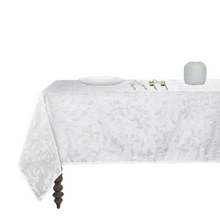 Kate Aurora Living Raised Jacquard Floral Leaves Spill Proof Fabric Tablecloth - 60 in. W x 84 in. L, White