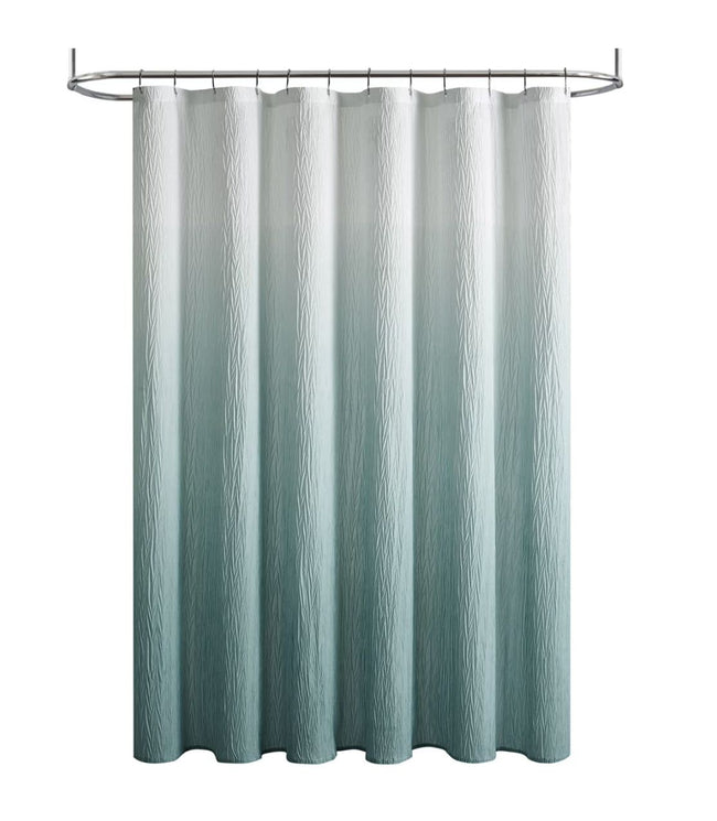 Kate Aurora Spa Essential Aqua Crushed Ombre Fabric Shower Curtain - 72 in. W x 72 in. L