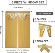 Kate Aurora Satin Semi Sheer Complete 5 Piece Window in a Bag Attached Curtain Set