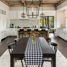 Kate Aurora Country Farmhouse Living Reversible Buffalo Plaid/Solid Table Runners - 13 in. W x 36 in. L, Black