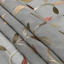 Kate Aurora Shabby Sheer Embroidered Complete 3 Piece Floral Rod Pocket Cafe Kitchen Curtain Tier & Valance Set - Gray