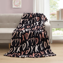 Kate Aurora Valentine's Day XOXO Oversized Black & Pink Accent Throw Blanket - 50 in. x 70 in.