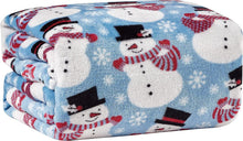 Kate Aurora Winter Blues Christmas Snowman Ultra Soft And Plush Throw Blanket - 50 in. W x 60 in. L