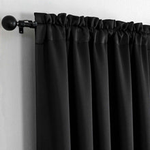 Kate Aurora Basic Drape Light Filtering Woven Jacquard Thermal Single Rod Pocket Window Curtain Panel - Black