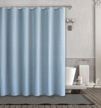 Kate Aurora Spa Collection Modern Waffle Fabric Shower Curtain - Standard Size - Blue