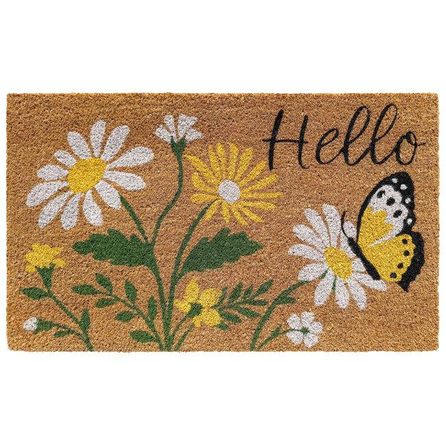 Kate Aurora Butterflies & Sunflowers Bristled Coir Outdoor Welcome Mat - 18"x30"