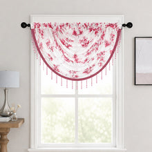 Kate Aurora 1 Piece Printed Cherry Blossom Beaded Rod Pocket Window Valance - Cherry