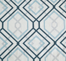 Kate Aurora Coordinating 4 Piece Geometric & Solid Grommet Top Window Curtain Set - 38 in. W x 96 in. L, Aqua
