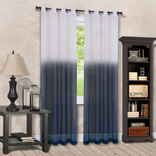 Kate Aurora Tropical Living Semi Matte Sheer Ombre Chic Grommet Top Window Curtains - 52 in. W x 84 in. L, Blue