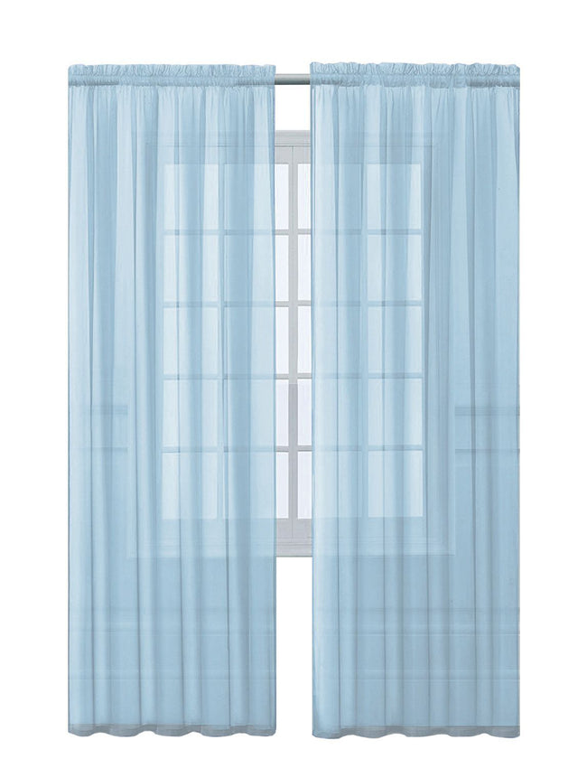 Kate Aurora Extra Long 1 Piece Baby Blue Lightweight Rod Pocket Transparent Backdrop Sheer Window Curtain - 90 in. Long