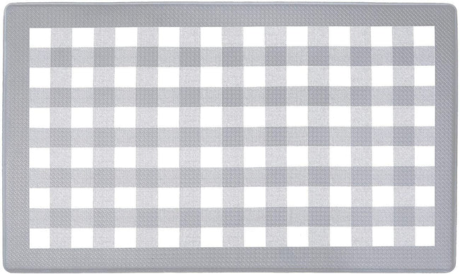 Kate Aurora Country Farmhouse Gray & White Oversized Premium Anti Fatigue Memory Foam Kitchen Floor Mat - 18" (W) x 30" (L)