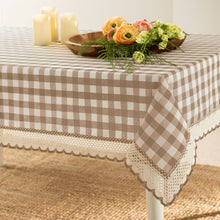 Kate Aurora Country Farmhouse Plaid Buffalo Check Stain & Spill Proof Fabric Tablecloths - 60in. X 120in. (10-12 Chairs), Lin