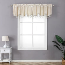 Kate Aurora Royal Living 2 Pack Beaded Tassel Trimmed Rod Pocket Velvet Window Valances - Beige