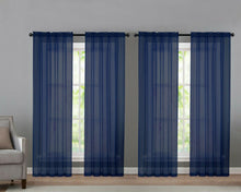 Kate Aurora 4 Piece Basic Home Rod Pocket Sheer Voile Window Curtain Panels - 52 in. W x 84 in. L, Navy