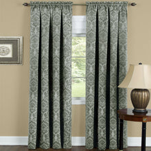 Kate Aurora 5 Piece Damask Thermal Blackout Rod Pocket Window Curtains & Valances Set - 52 in. W x 63 in. L, Sage Green