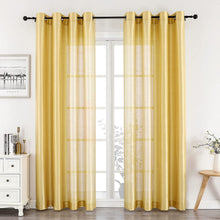 GoodGram 2 Piece Sheer Voile Faux Silk Spring & Summer 84 in. L Grommet Top Curtain Panels - 52 in. W x 84 in. L, Gold